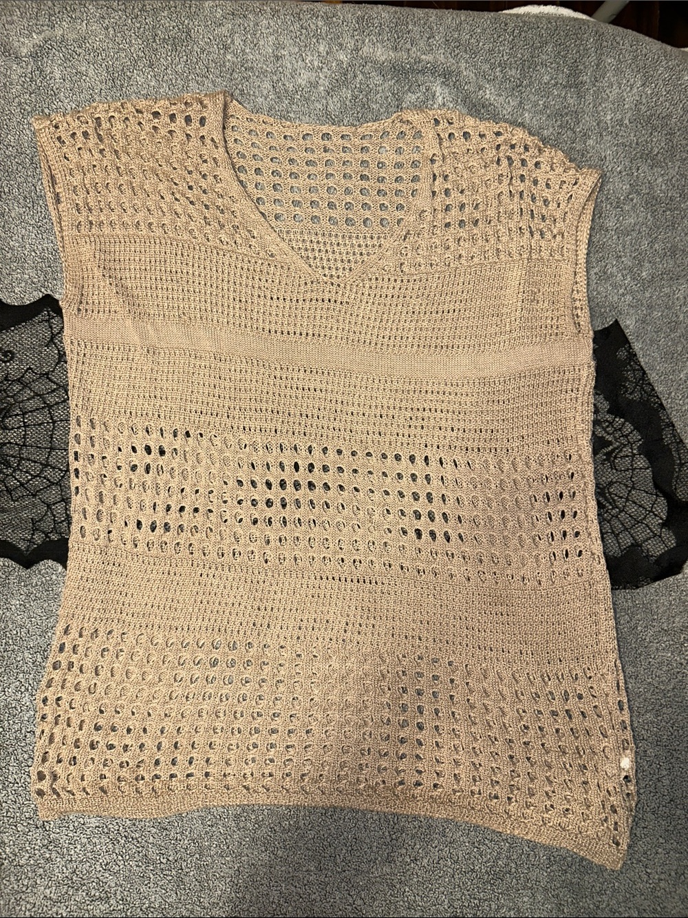 Light Brown Crochet V-Neck Women's top
